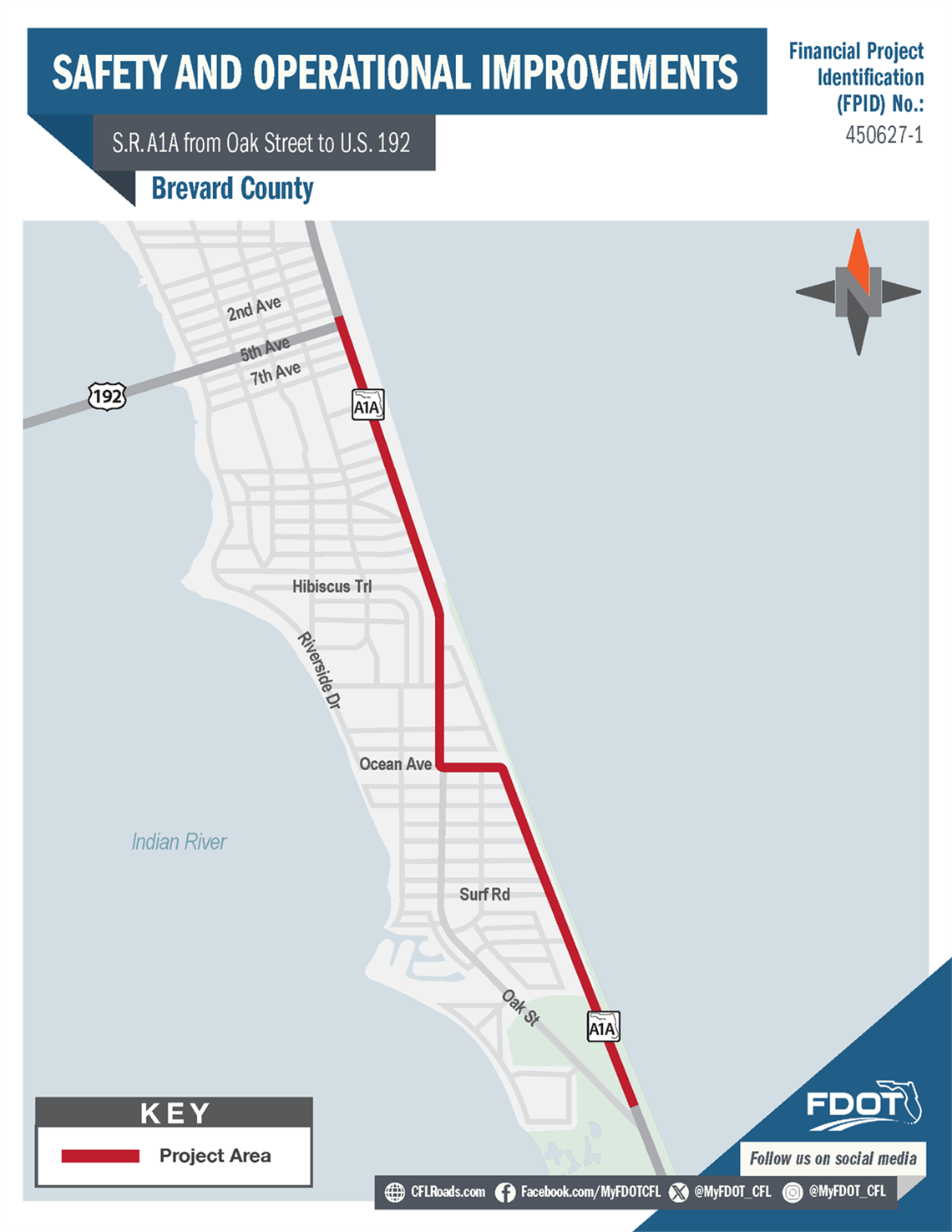 Map of A1A resurfacing project area