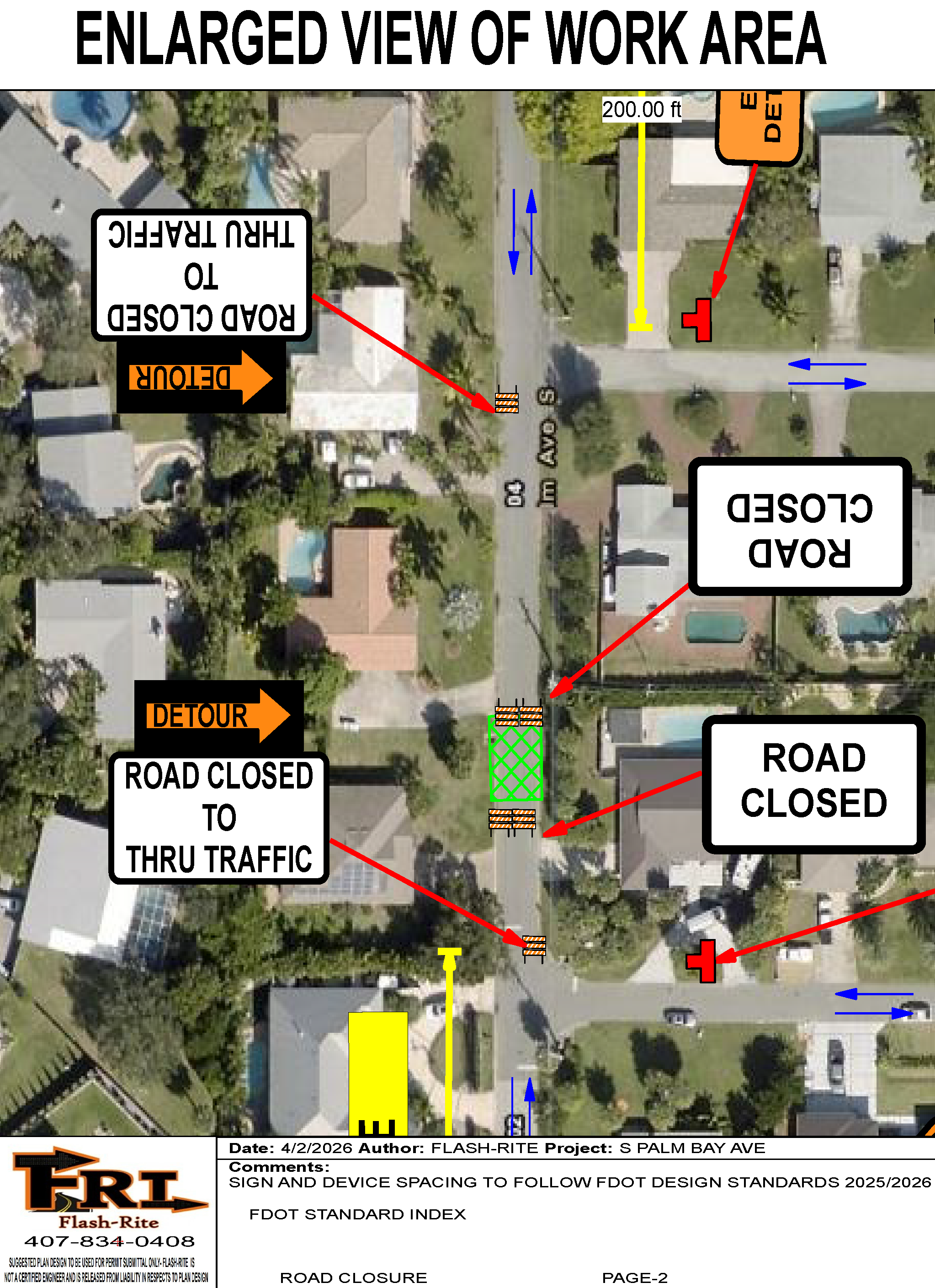 Enlarged map area of South Palm Avenue road closure